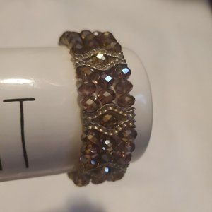 Womens Brown Stones Fashion Jewelry Adjustable Stretch Hand Beaded Bracelet